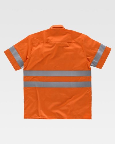 Camicia a manica corta con taschino e bande rifrangenti