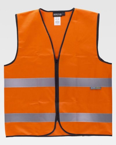 Gilet chiusura con cerniera e bande alta visibilità