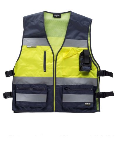 Gilet in tessuto Oxford regolabile NAVY / YELLOW