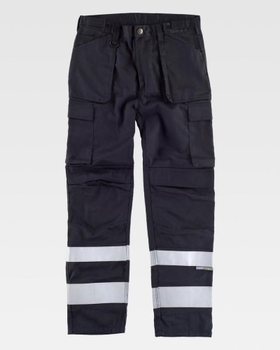 Pantalone di triple cuciture con bande riflettente BLACK