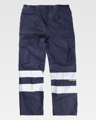 Pantalone multitasche bande rifrangenti NAVY