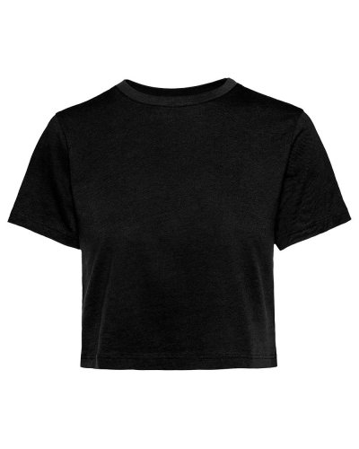Maglia corta donna girocollo manica corta Nero