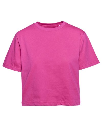 Maglia corta donna girocollo manica corta Fuchsia