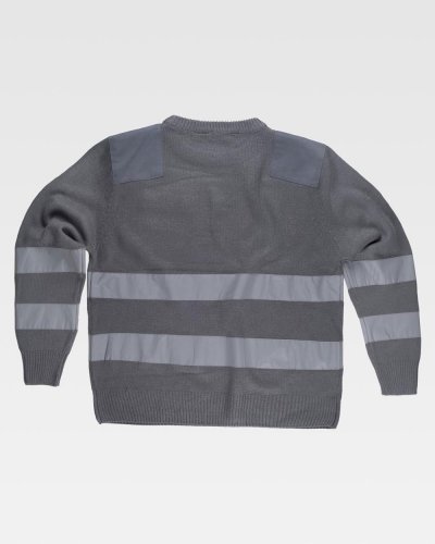 Maglione a girocollo in punto grosso con bande riflettente
