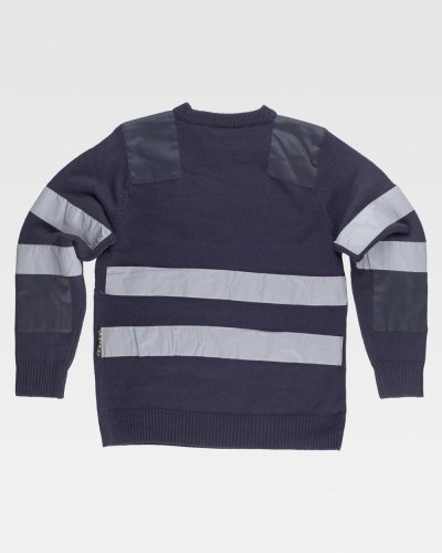 Maglione a girocollo in punto grosso con bande riflettente
