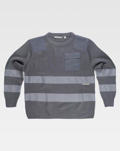 Maglione a girocollo in punto grosso con bande riflettente