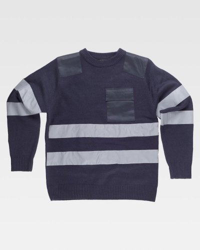 Maglione a girocollo in punto grosso con bande riflettente