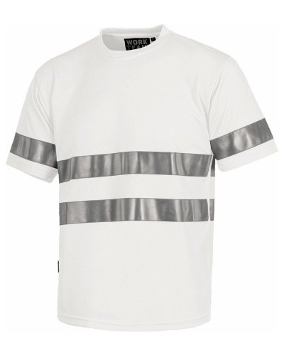 Maglietta con striscie riflettenti su petto WHITE