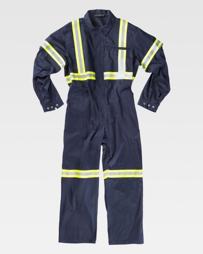 Tuta da lavoro con cerniera centrale alta visibilità NAVY / YELLOW