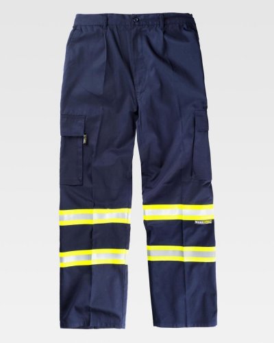Pantalone diritto con bande riflettente-fluorescente