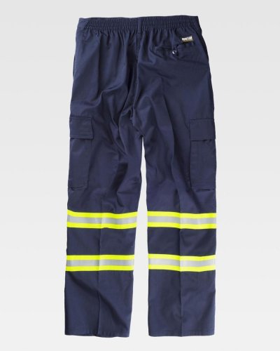 Pantalone diritto con bande riflettente-fluorescente