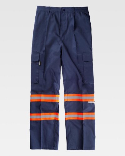 Pantalone diritto con bande riflettente-fluorescente