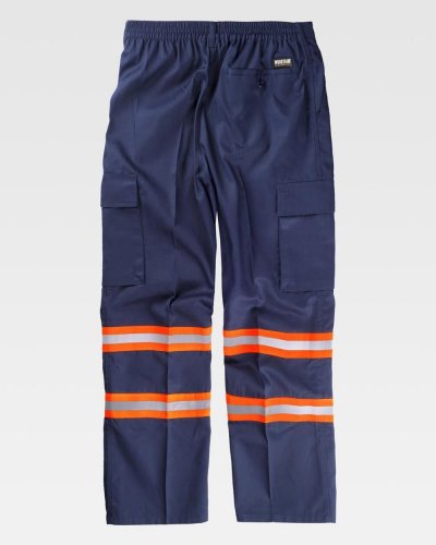 Pantalone diritto con bande riflettente-fluorescente
