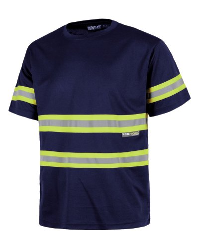 T-shirt manica corta bande rifrangenti NAVY / YELLOW