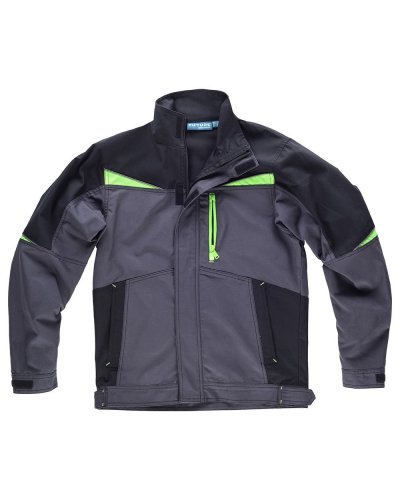 Giacca multitasche in tessuto canvas DARK GREY / LIME