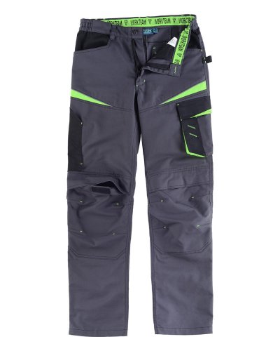 Pantalone multitasche in tessuto canvas DARK GREY / LIME