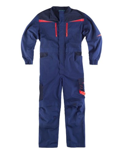 Tuta multitasche in tessuto canvas NAVY / RED
