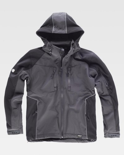 Giacca Workshell con zip in nylon e protezione per il collo DARK GREY / BLACK
