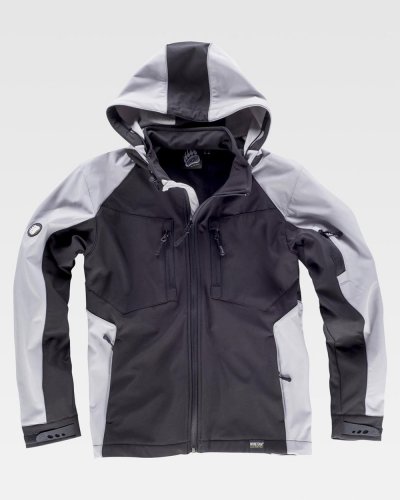 Giacca Workshell con zip in nylon e protezione per il collo