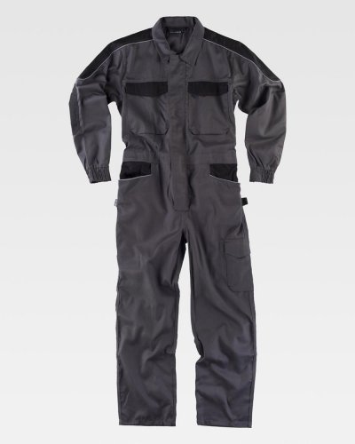 Tuta da lavoro con cerniera centrale nascosta DARK GREY / BLACK
