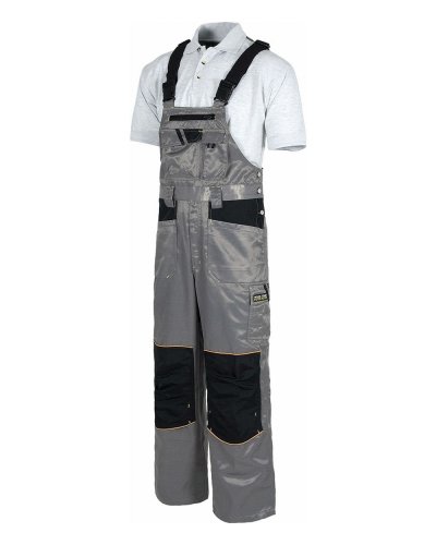 Salopette da lavoro combinata con rinforzi e triple cuciture GREY / BLACK