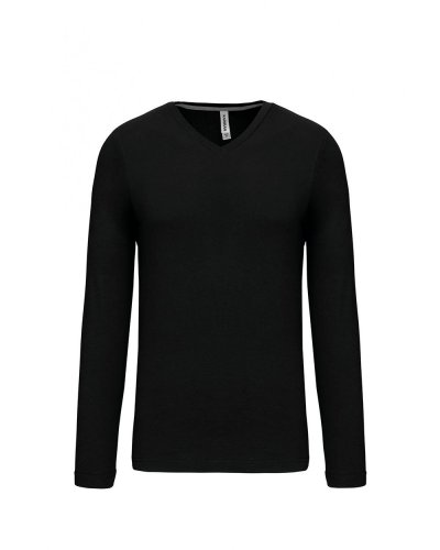 T-shirt uomo manica lunga scollo a V Kariban Black