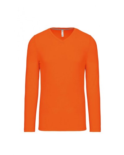 T-shirt uomo manica lunga scollo a V Kariban Orange