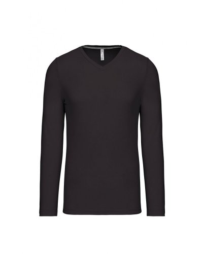 T-shirt uomo manica lunga scollo a V Kariban Dark Grey