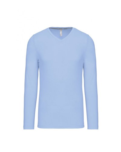 T-shirt uomo manica lunga scollo a V Kariban Sky Blue