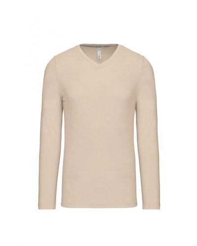 T-shirt uomo manica lunga scollo a V Kariban Light Sand