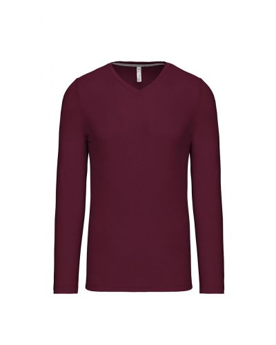 T-shirt uomo manica lunga scollo a V Kariban Wine