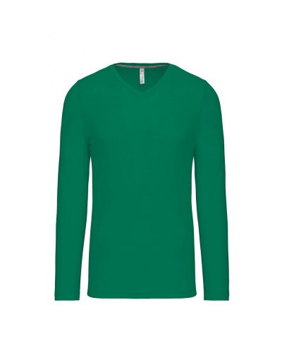 T-shirt uomo manica lunga scollo a V Kariban Kelly Green