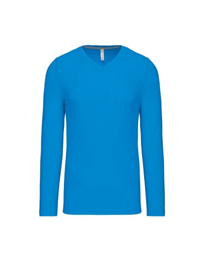 T-shirt uomo manica lunga scollo a V Kariban Tropical Blue