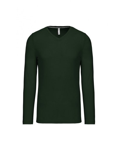 T-shirt uomo manica lunga scollo a V Kariban Forest Green