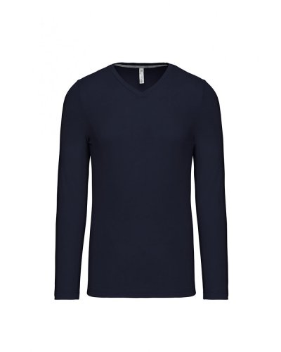 T-shirt uomo manica lunga scollo a V Kariban Navy