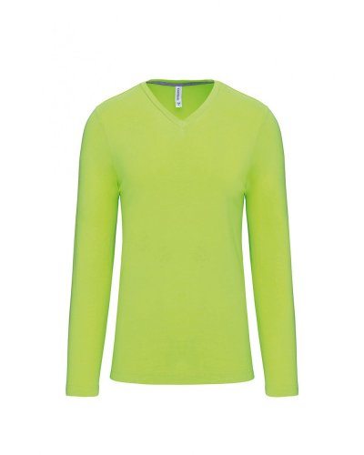 T-shirt uomo manica lunga scollo a V Kariban Lime