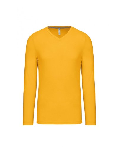 T-shirt uomo manica lunga scollo a V Kariban Yellow