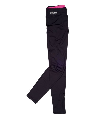 Leggin con la vita alta rinforzata Nero / Fucsia