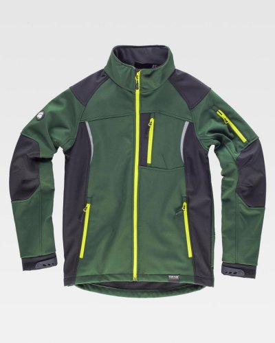 Giacca Workshell combinata di manica raglan Verde / Nero