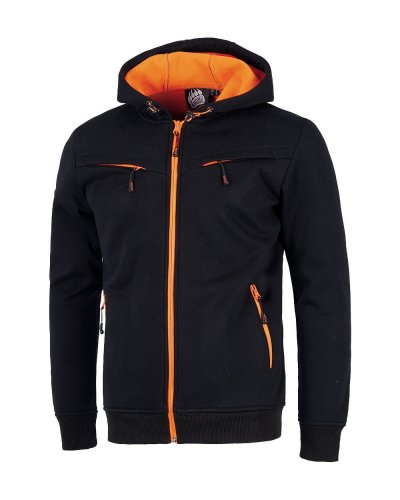Felpa Workshell con cerniera a contrasto Nero / Arancio