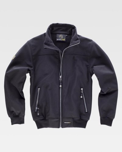 Giacca Workshell con cerniera a contrasto
