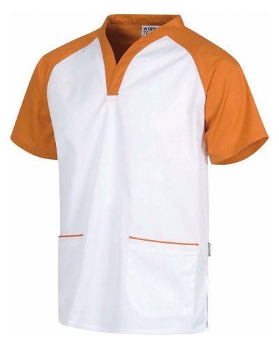 Casacca unisex manica corta tipo raglan Bianco / Arancione