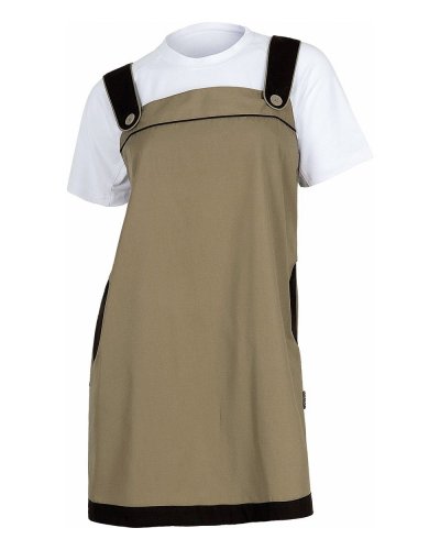 Vestito con elastico e bordi in contrasto Beige / Marrone