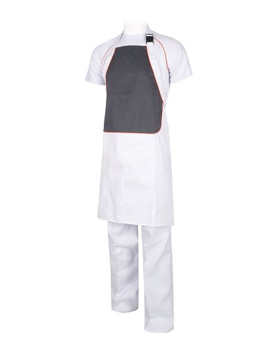 Grembiule regolabile con tasca centrale Bianco / Grigio