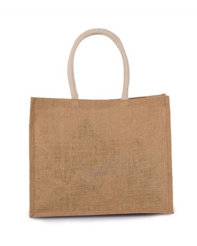 Borsa mare in tela di juta con manici in cotone 42 x 36 x 15 Naturale/Oro