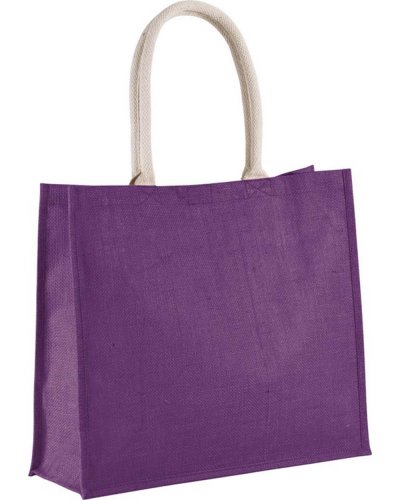 Borsa mare in tela di juta con manici in cotone 42 x 36 x 15 Prugna
