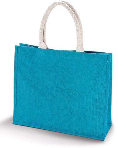 Borsa mare in tela di juta con manici in cotone 42 x 36 x 15 Turchese