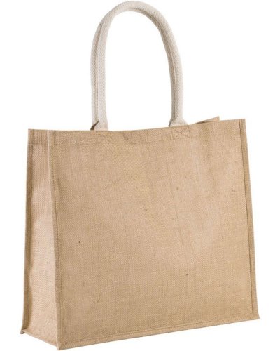 Borsa mare in tela di juta con manici in cotone 42 x 36 x 15 Naturale