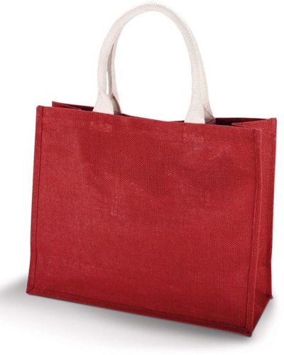 Borsa mare in tela di juta con manici in cotone 42 x 36 x 15 Vino
