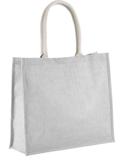 Borsa mare in tela di juta con manici in cotone 42 x 36 x 15 Grigio Freddo